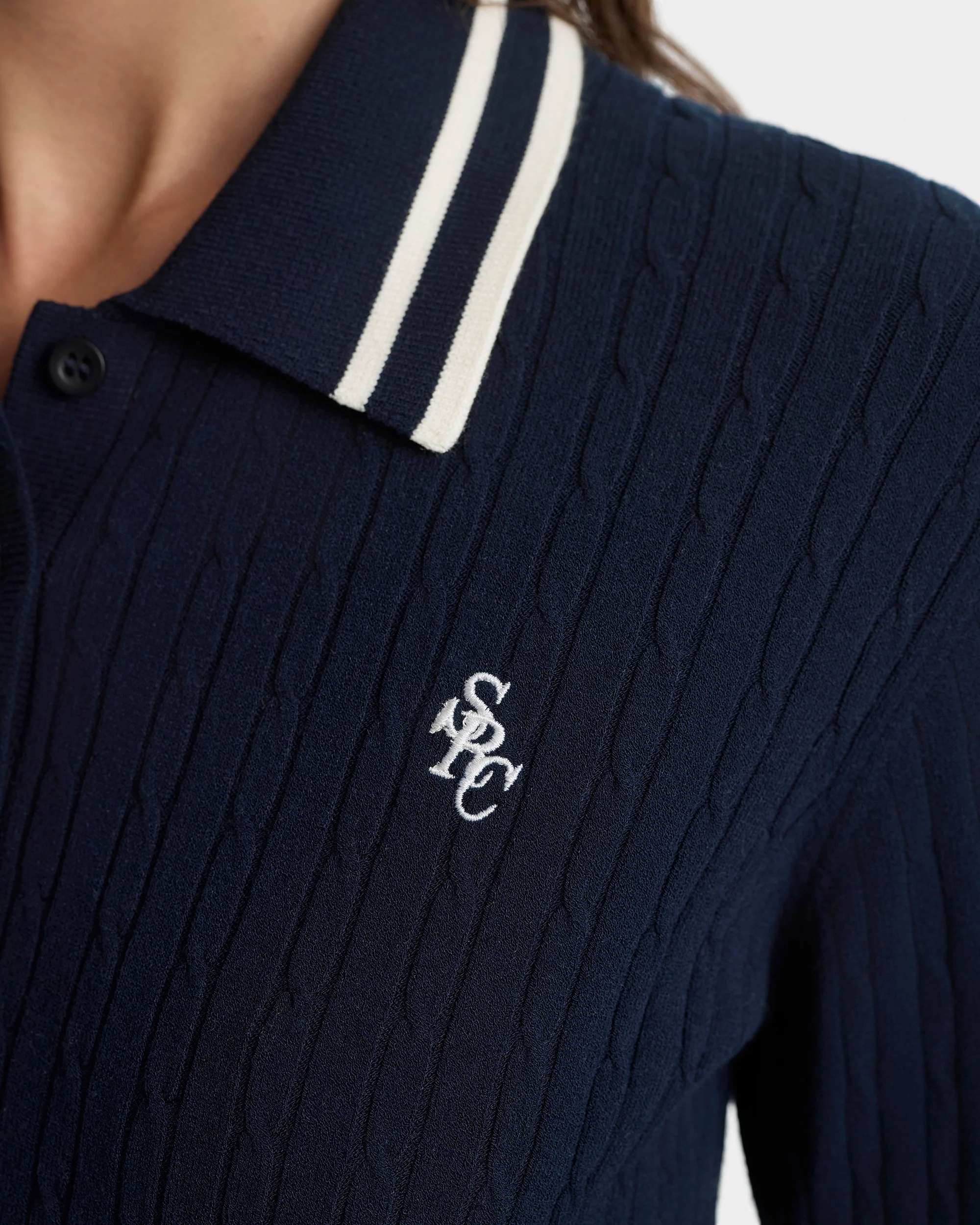 SRC Mini Cable LS Polo - Navy/Ecru - Image 5
