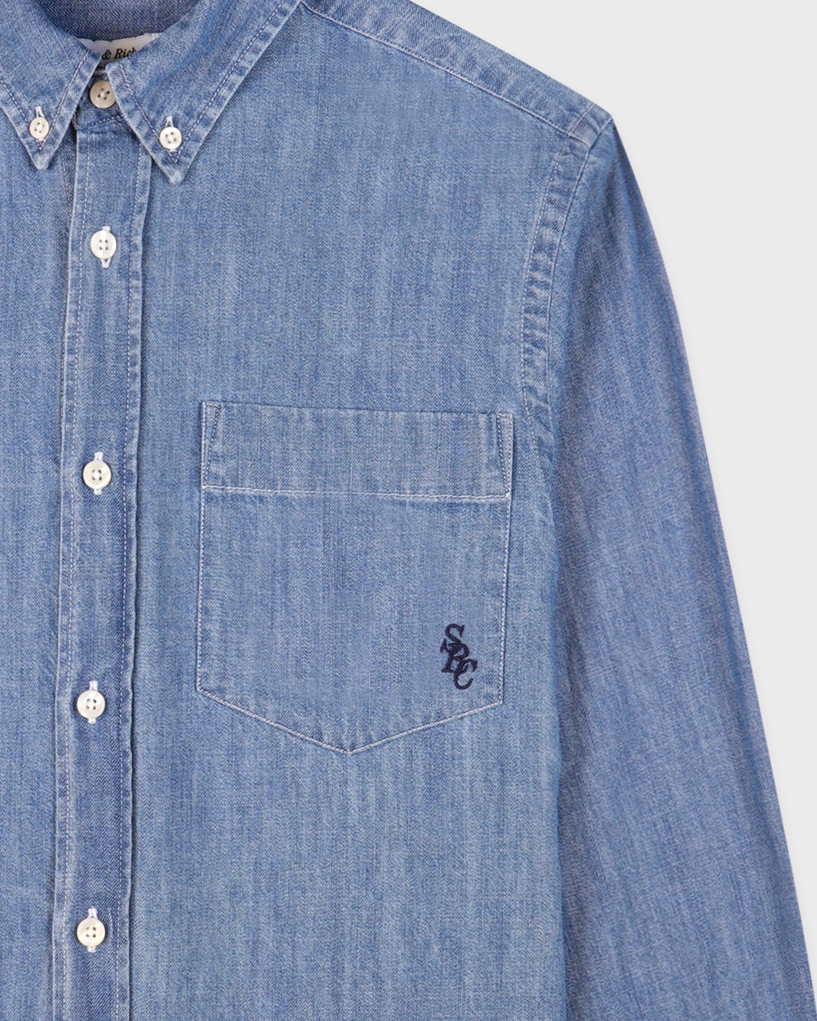SRC Oversized Denim BD Shirt - Light Blue - Image 3
