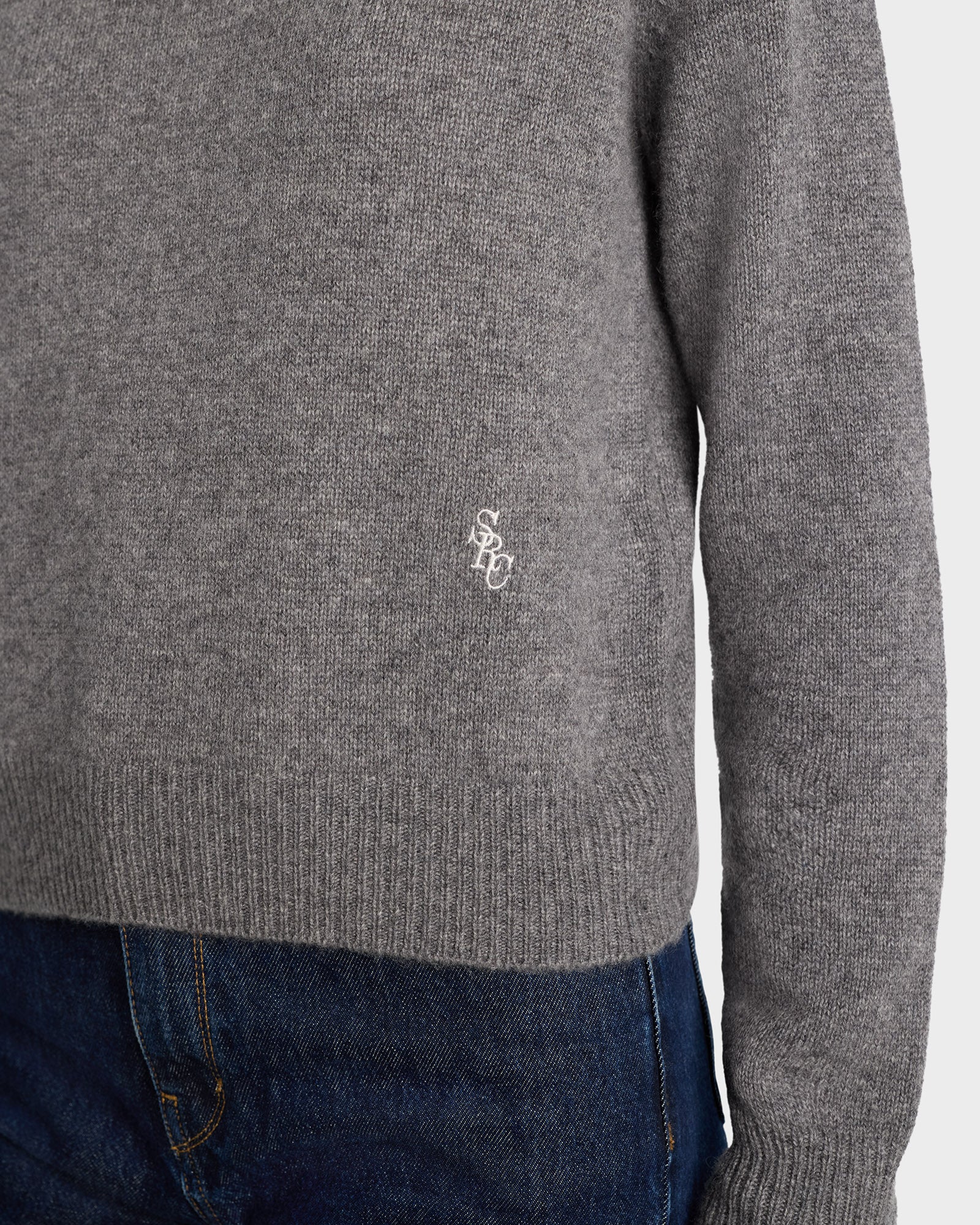 SRC Cashmere Crewneck - Gray/White - Image 4