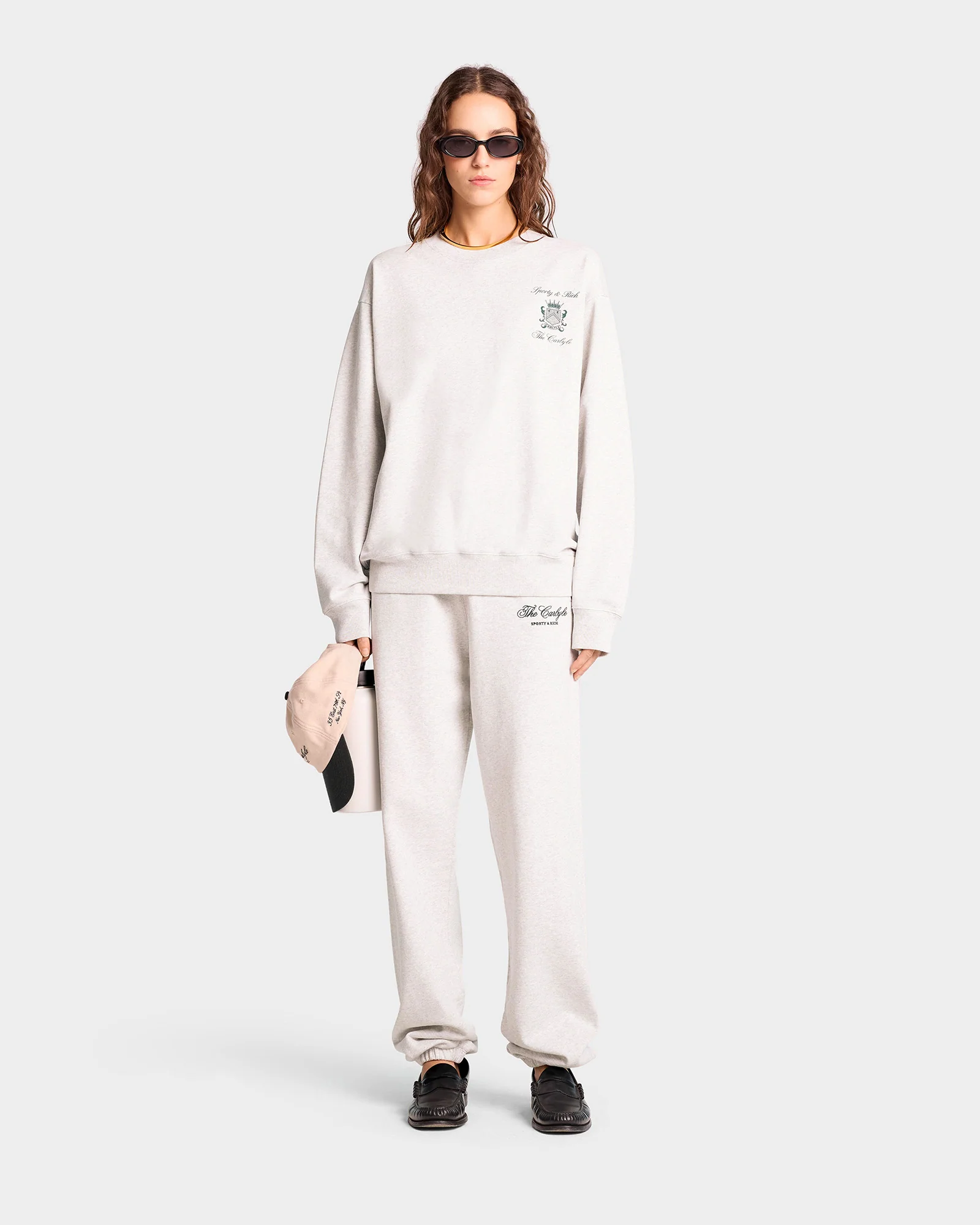 The Carlyle Crest Crewneck - Heather Gray/Forest - Image 4