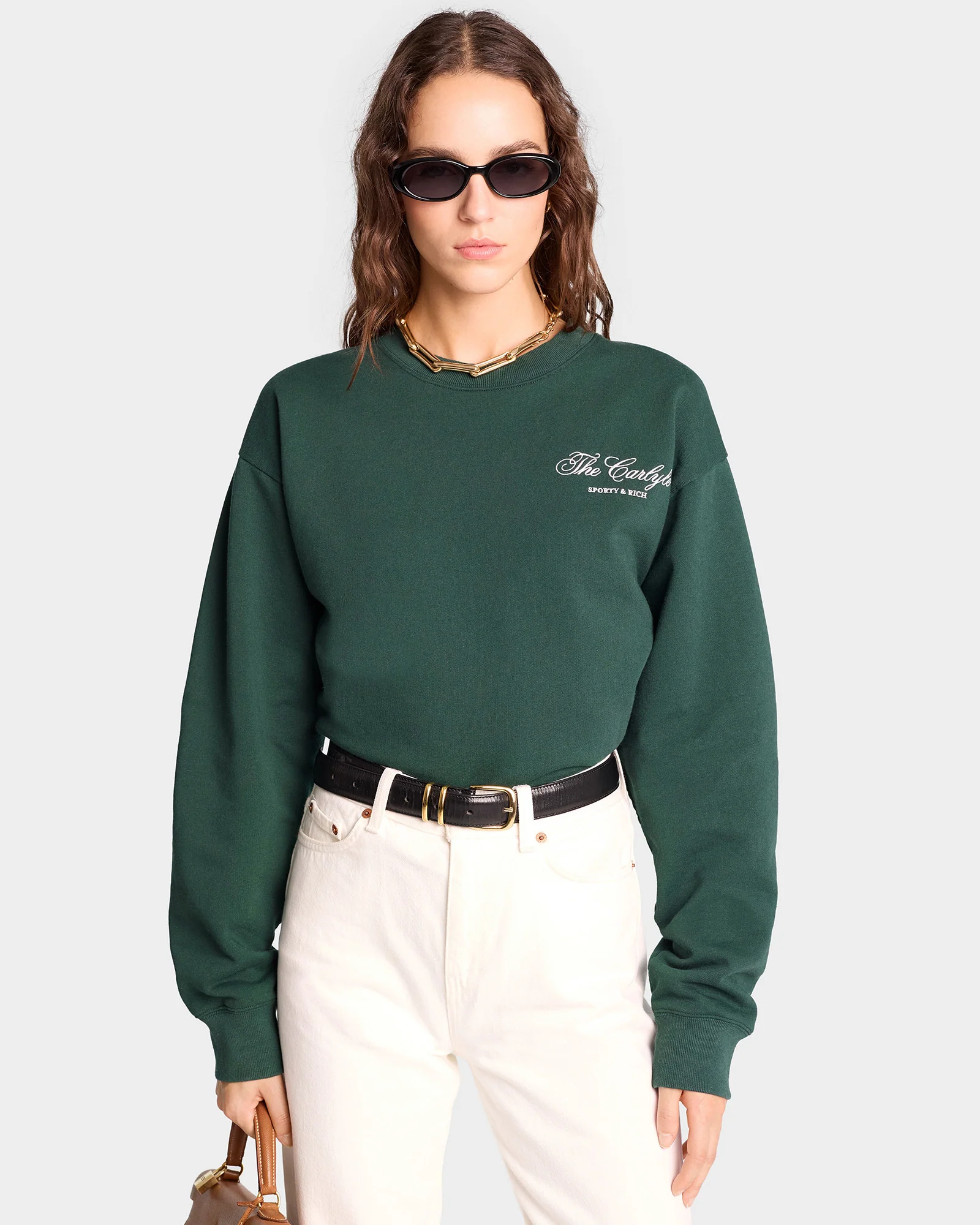 The Carlyle Script Crewneck - Forest/White - Image 5