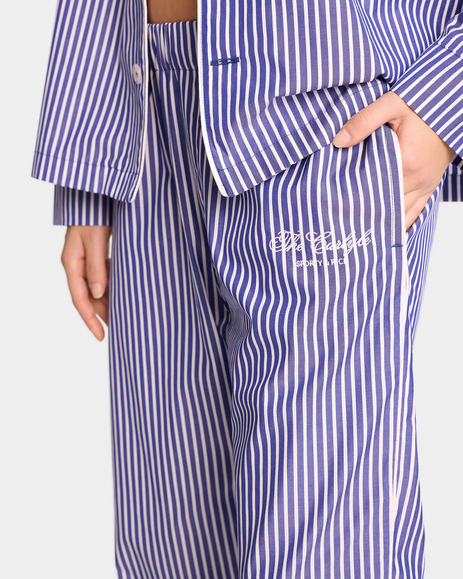 The Carlyle Script Pyjama Pants - Navy Striped - Image 5