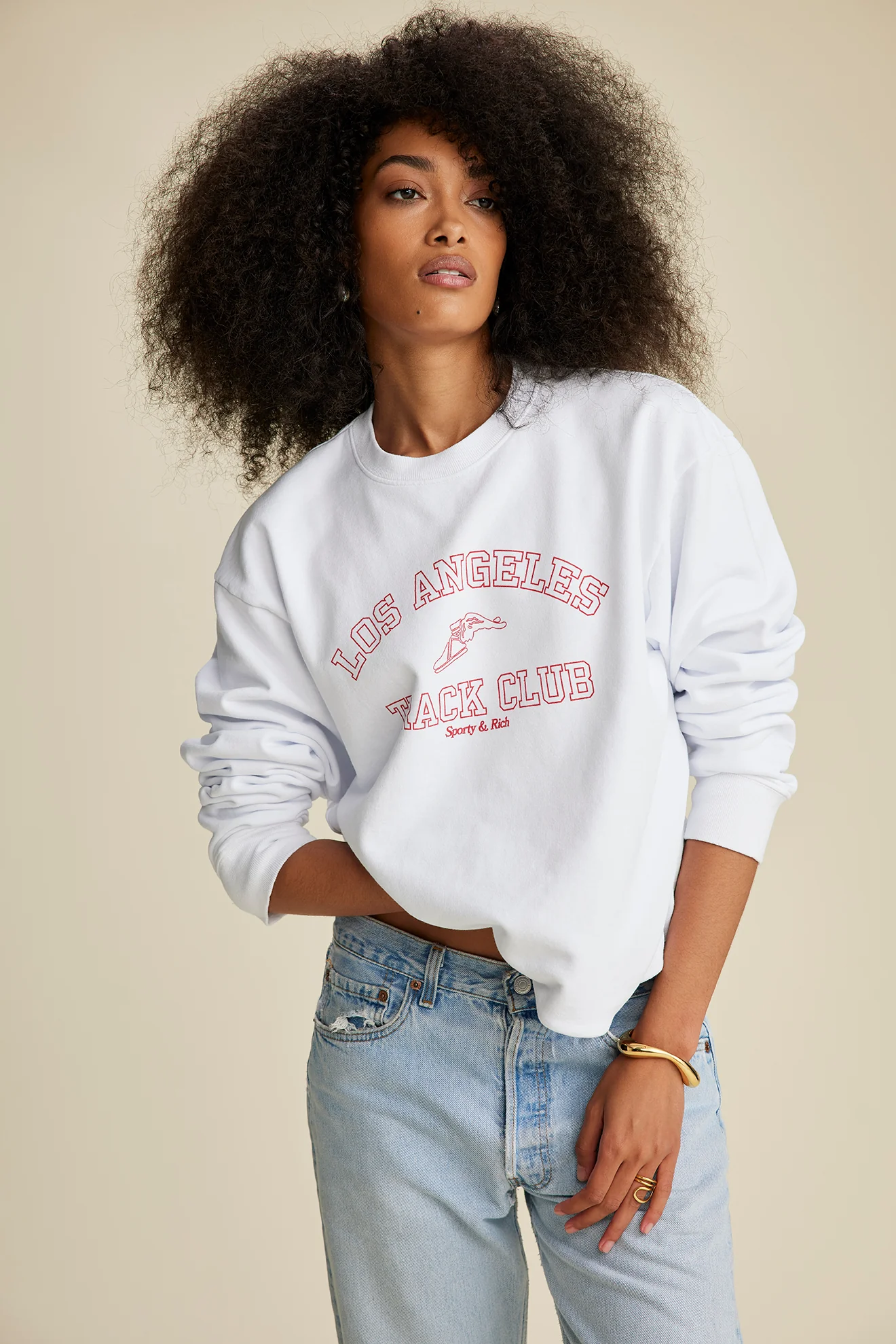 Track Club Crewneck - White/Red - Image 5