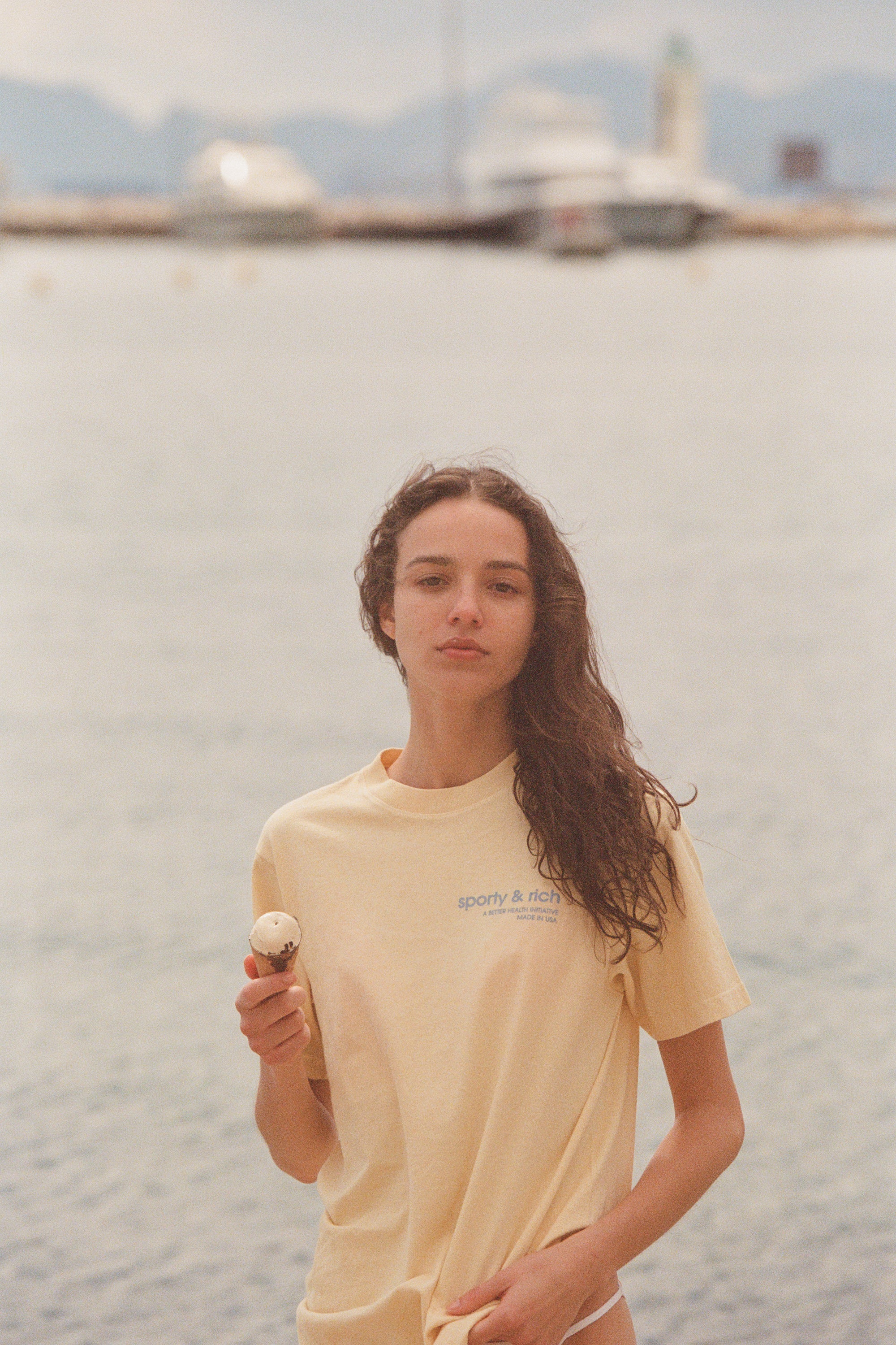 USA Health Club T-Shirt - Almond/China Blue - Image 7