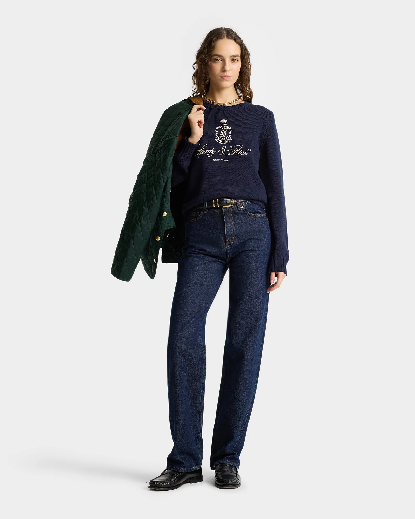 Vendome Knitted Sweater - Navy/Ecru - Image 2