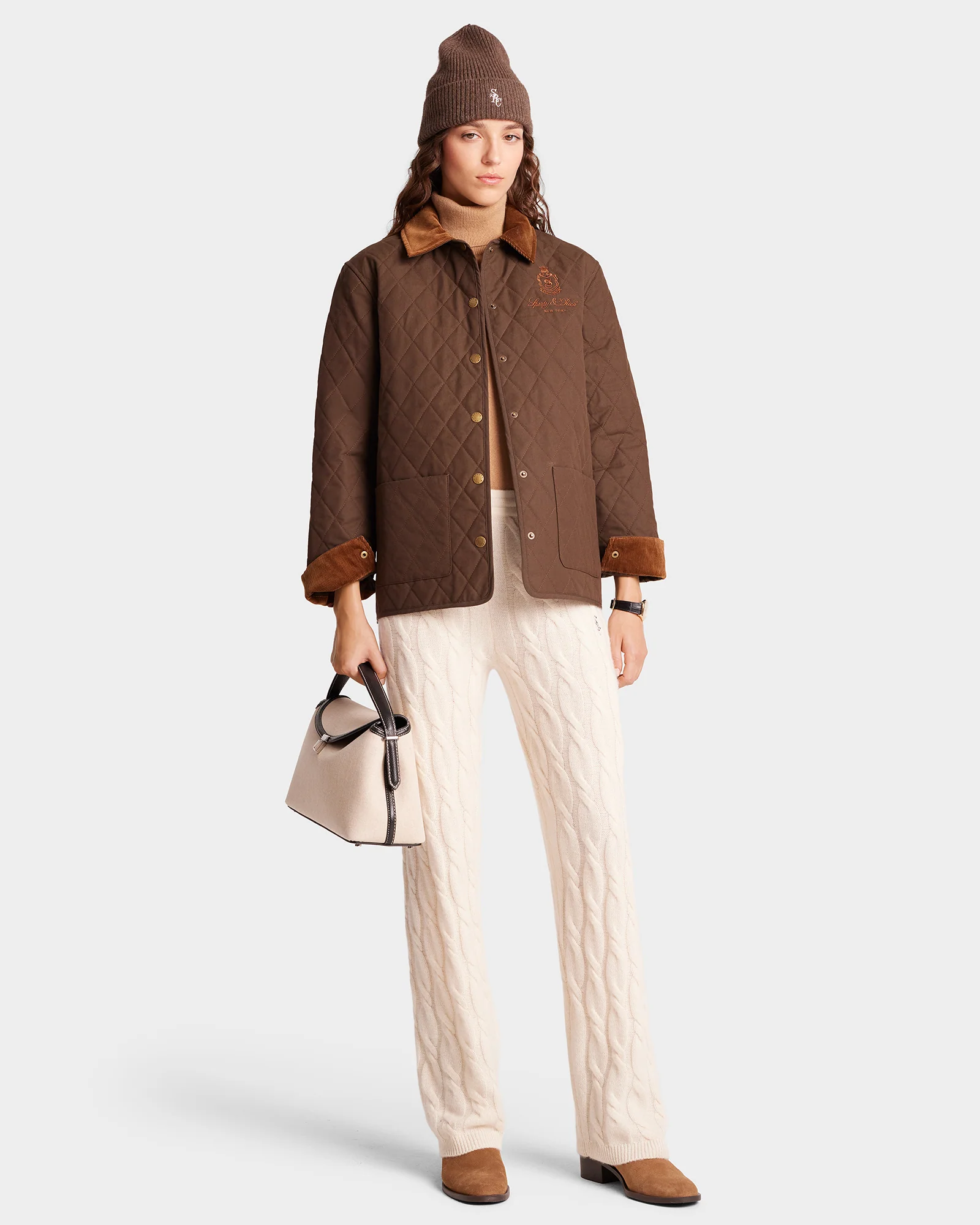 Vendome Quilted Jacket - Chocolate/Tan - Image 2