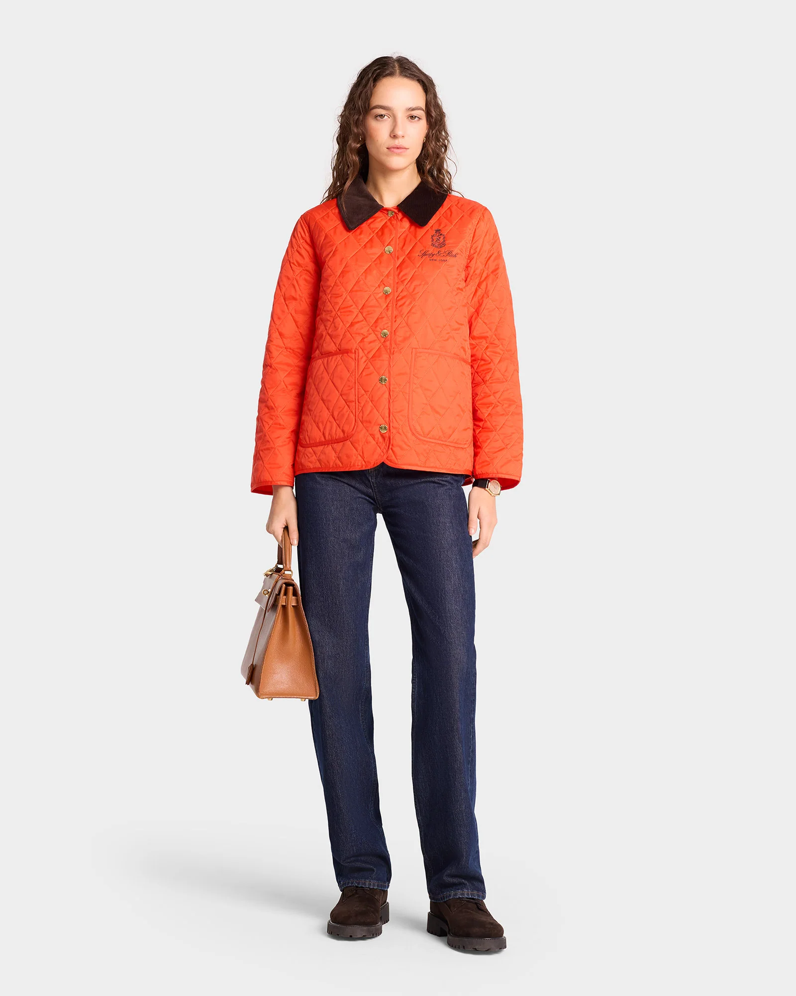 Vendome Nylon Quilted Jacket - Squash/Chocolate - Image 2