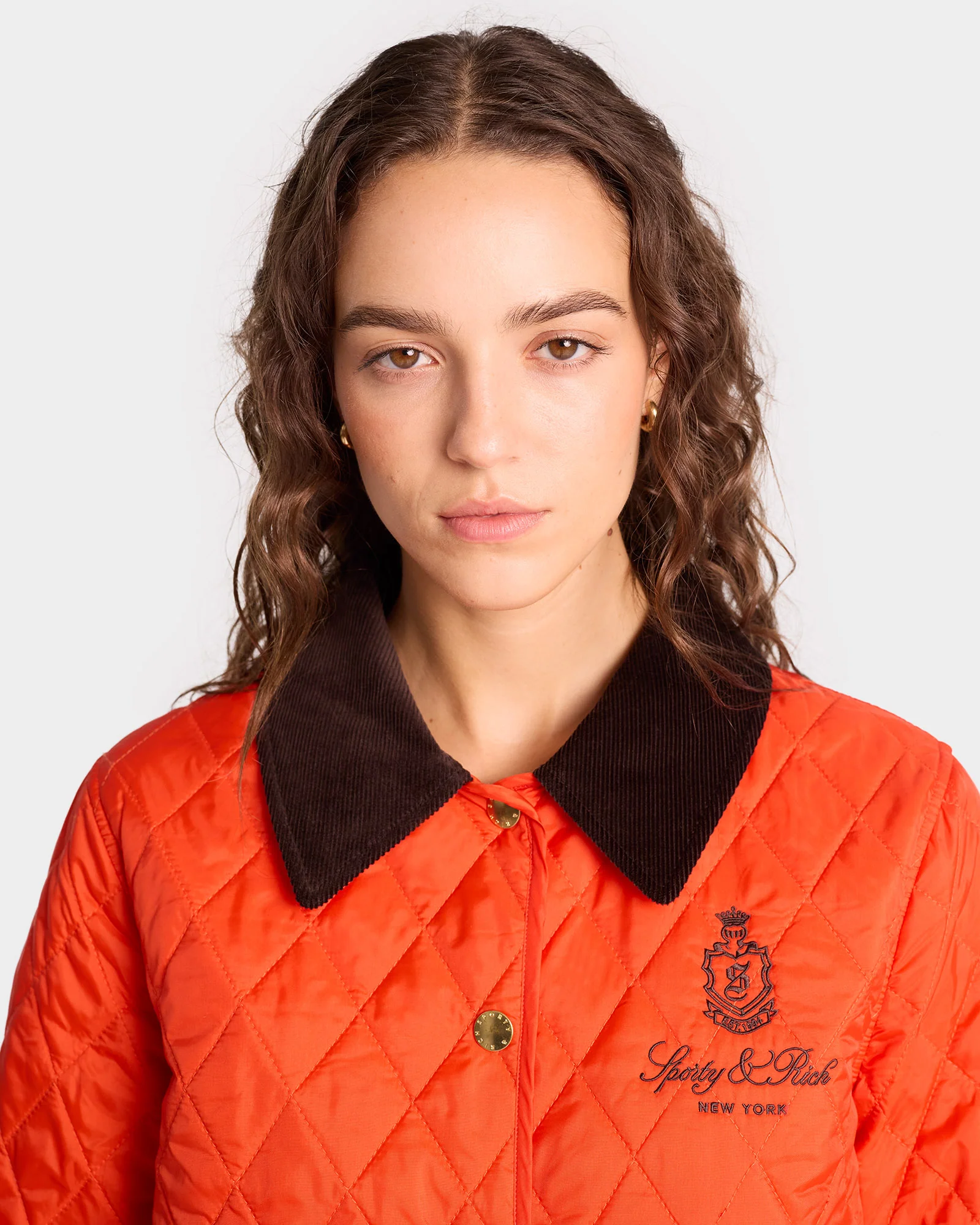 Vendome Nylon Quilted Jacket - Squash/Chocolate - Image 3