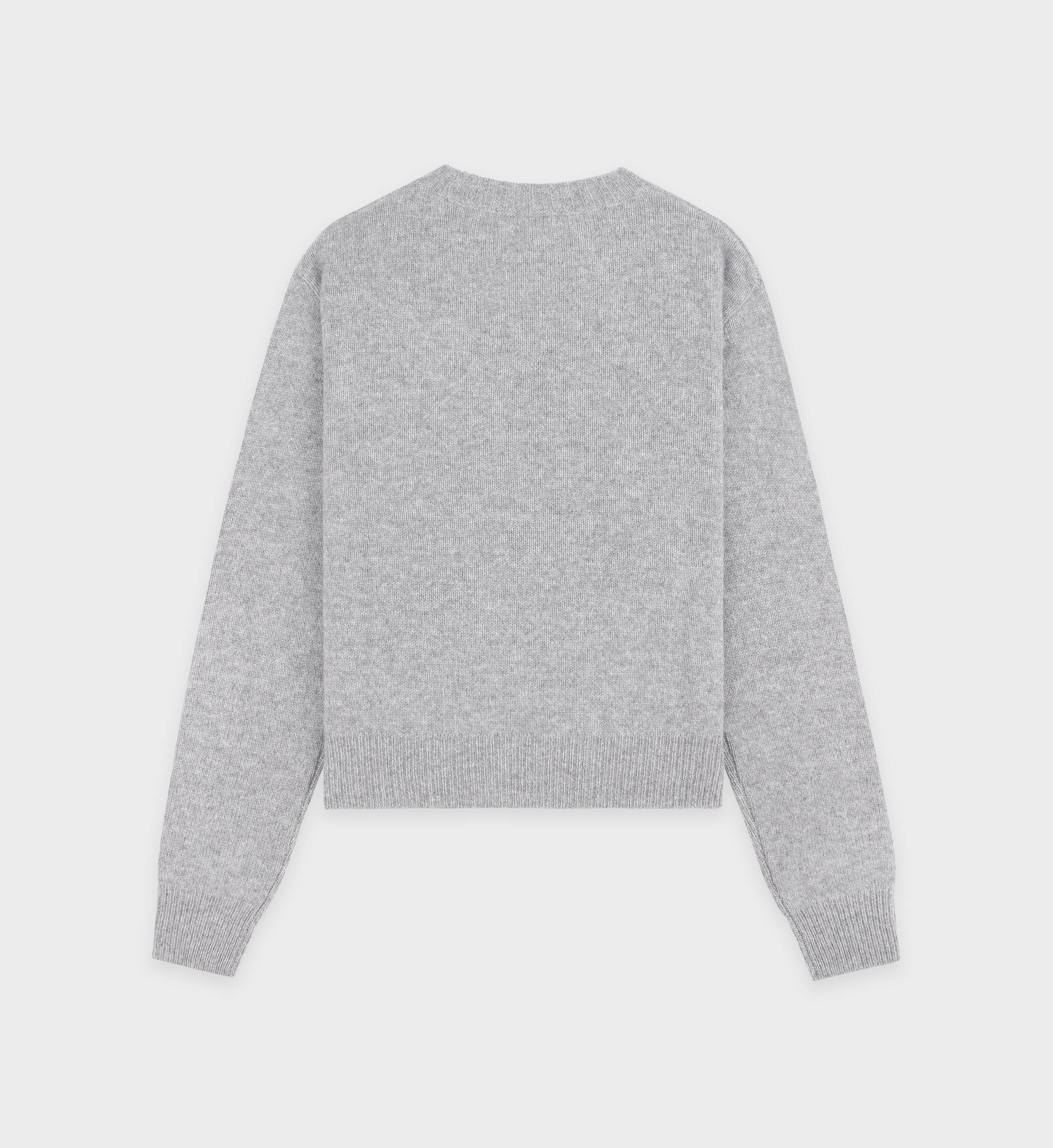 Vendome Script Cashmere Crewneck - Heather Gray/White - Image 7