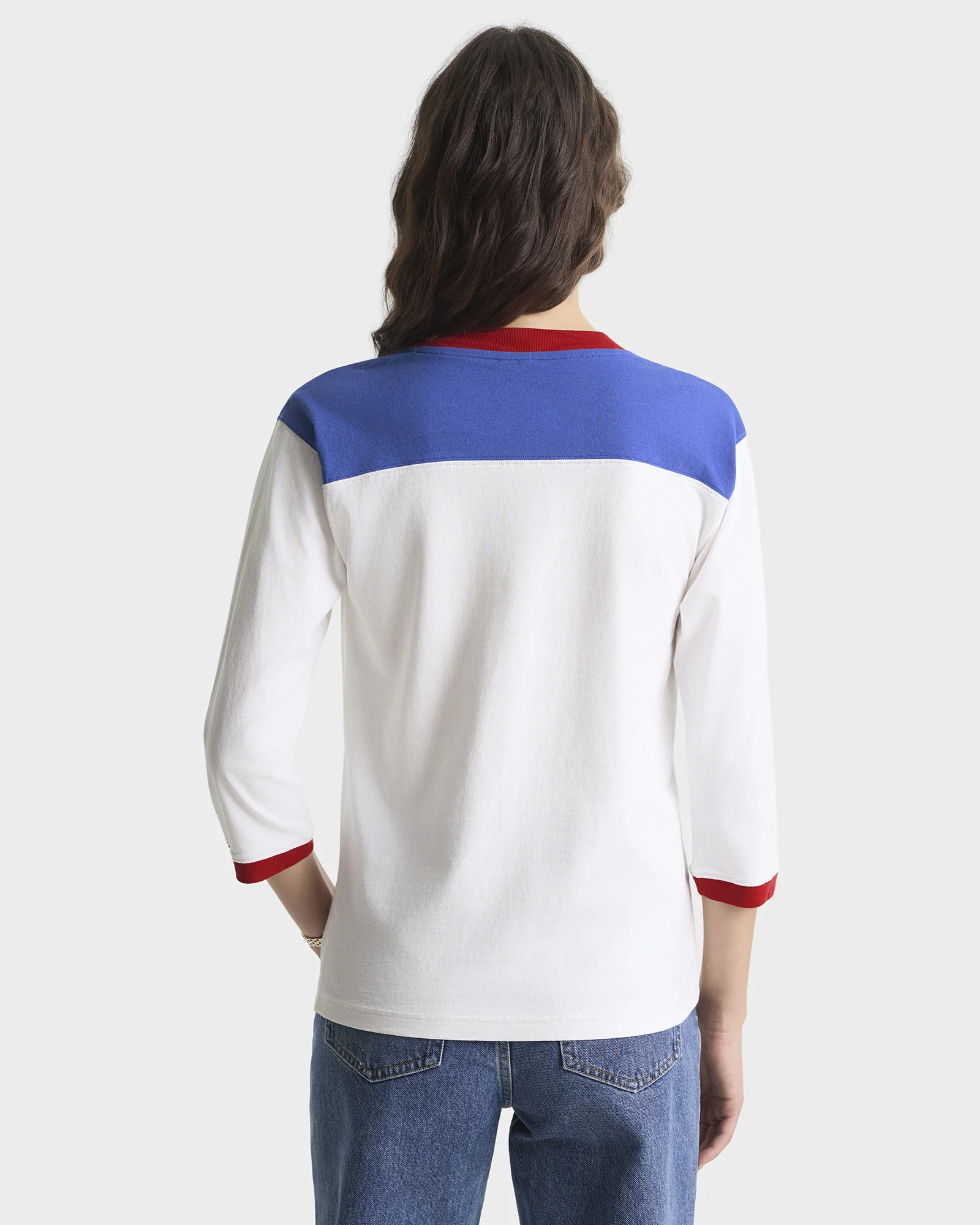 Wellness 94 Long Football Tee - White/Ruby/Team Blue - Image 3