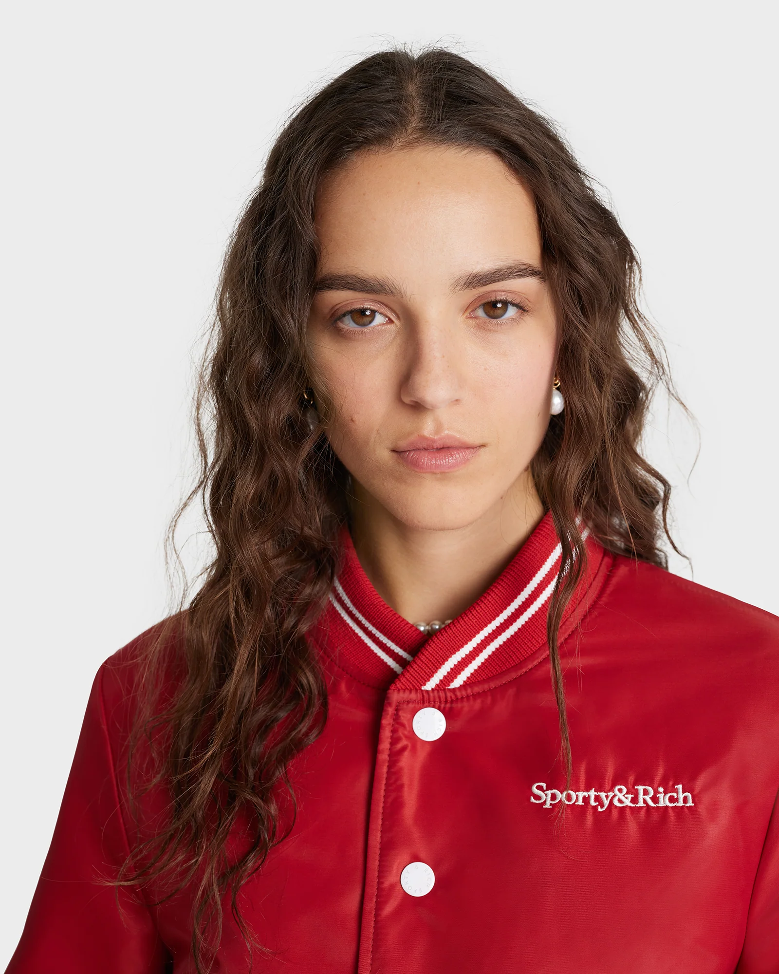 Wellness Club Varsity Jacket - Ruby/White - Image 4