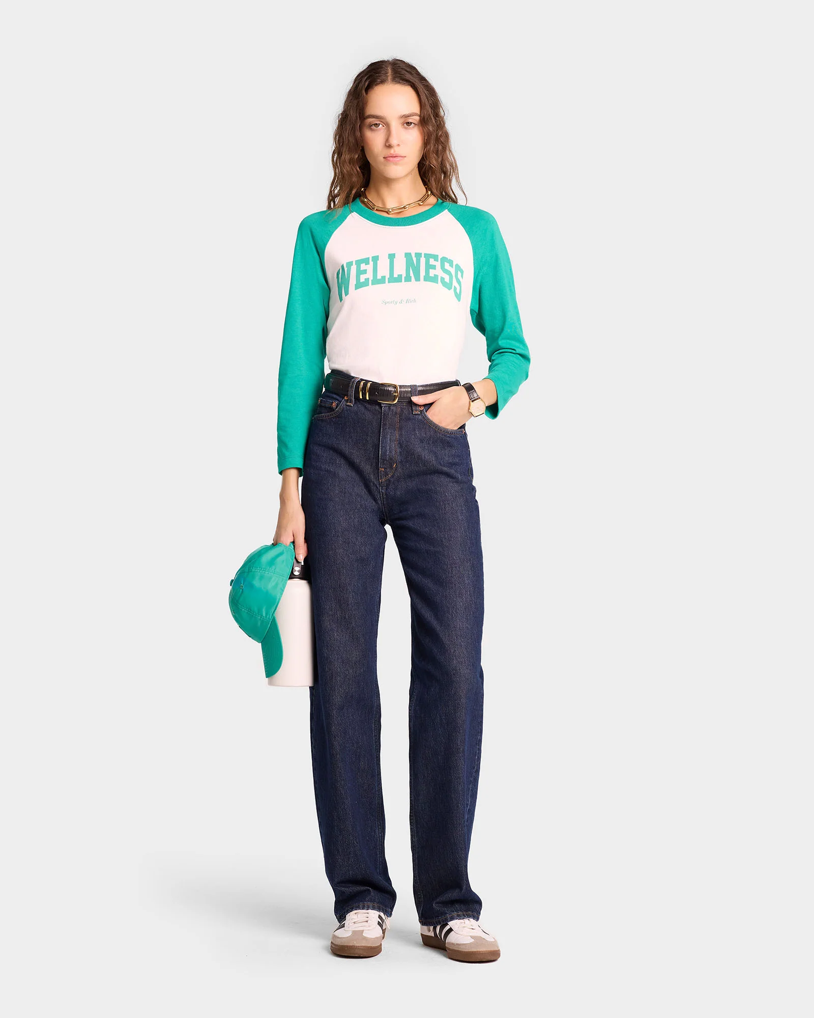 Wellness Ivy Baseball Tee - White/Spring Green - Image 2