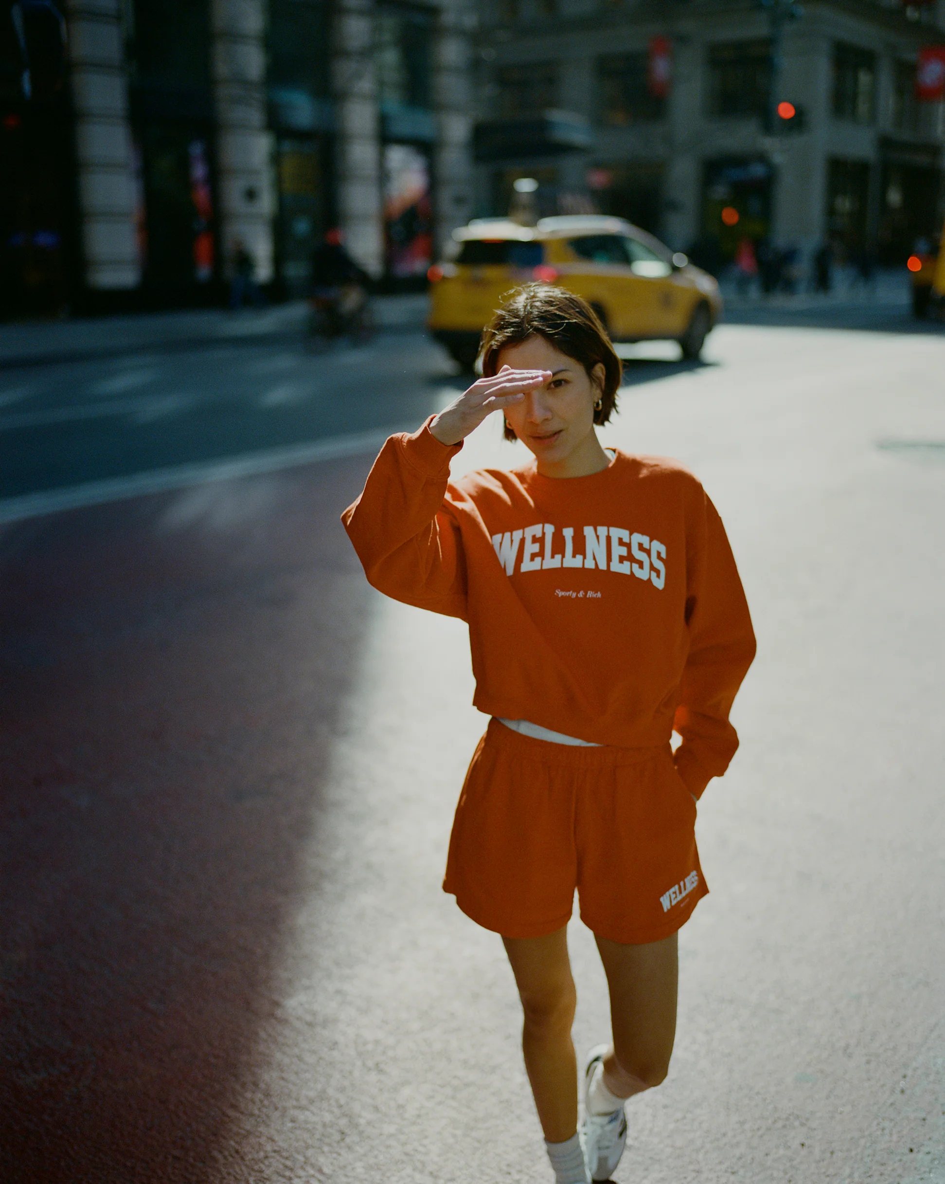 Wellness Ivy Cropped Crewneck - Red Clay/White - Image 5