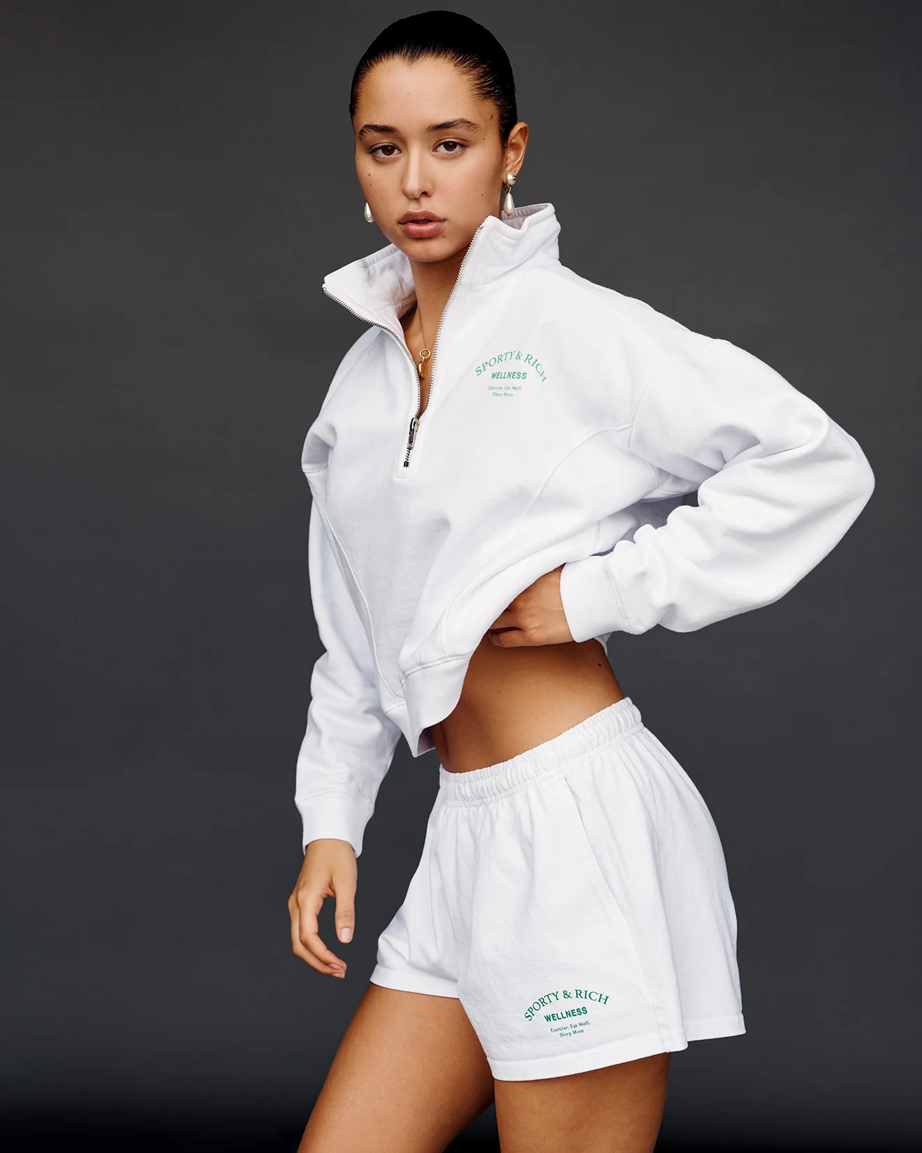 Wellness Studio Disco Short - White/Jolly Green - Image 5