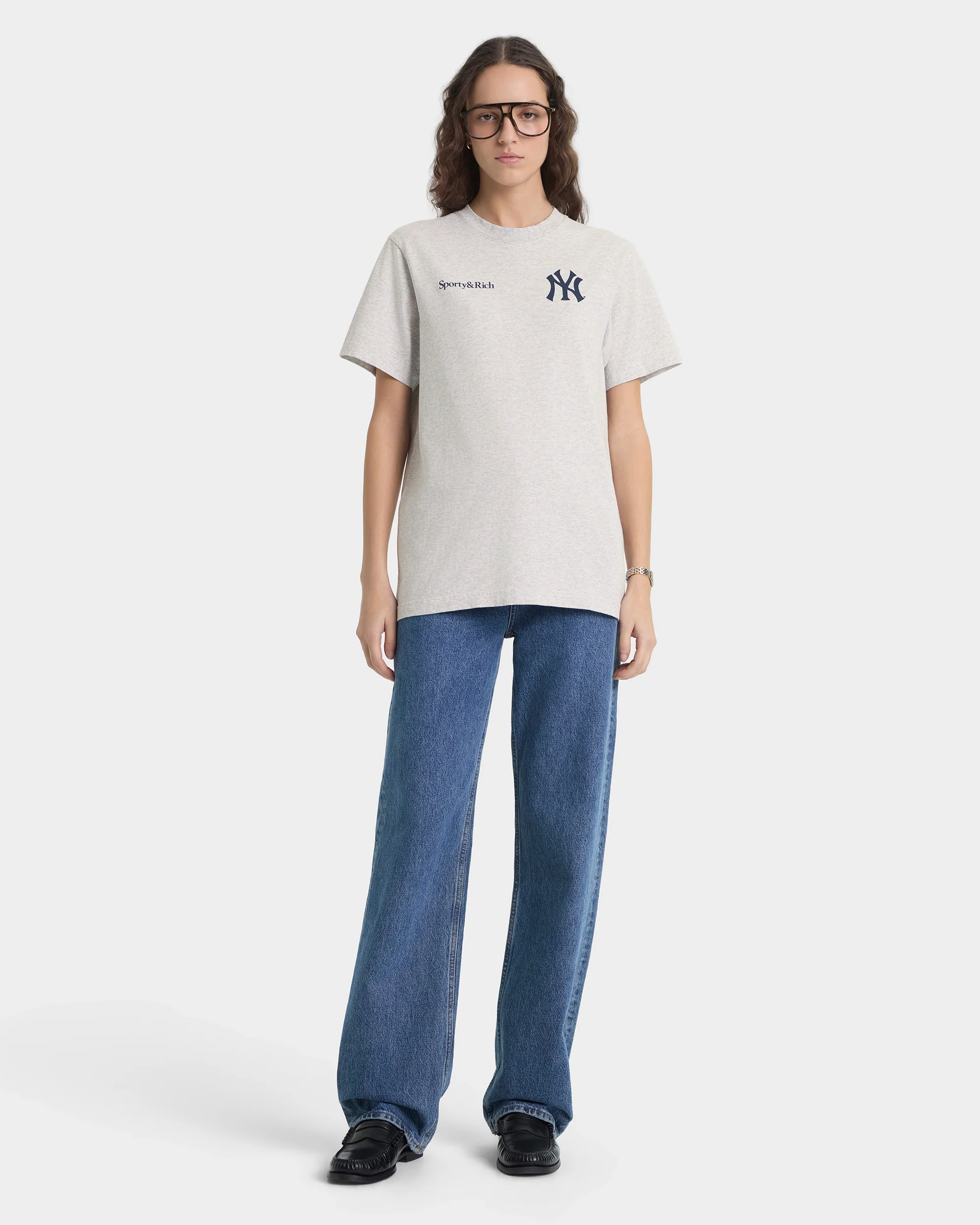 Yankees Curve T-Shirt - Heather Gray/Navy - Image 5