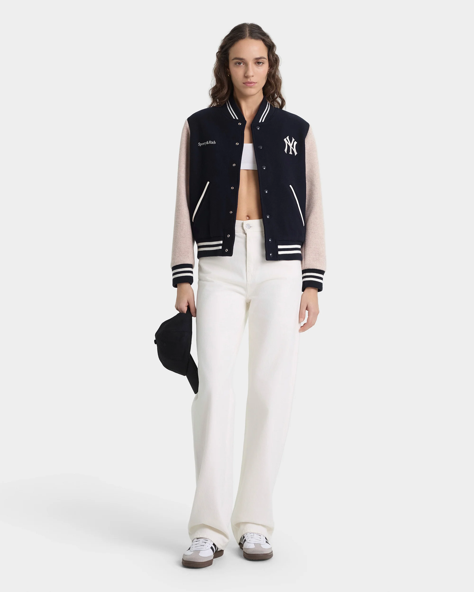 Yankees Curve Wool Varsity Jacket - Navy/Ecru - Image 5
