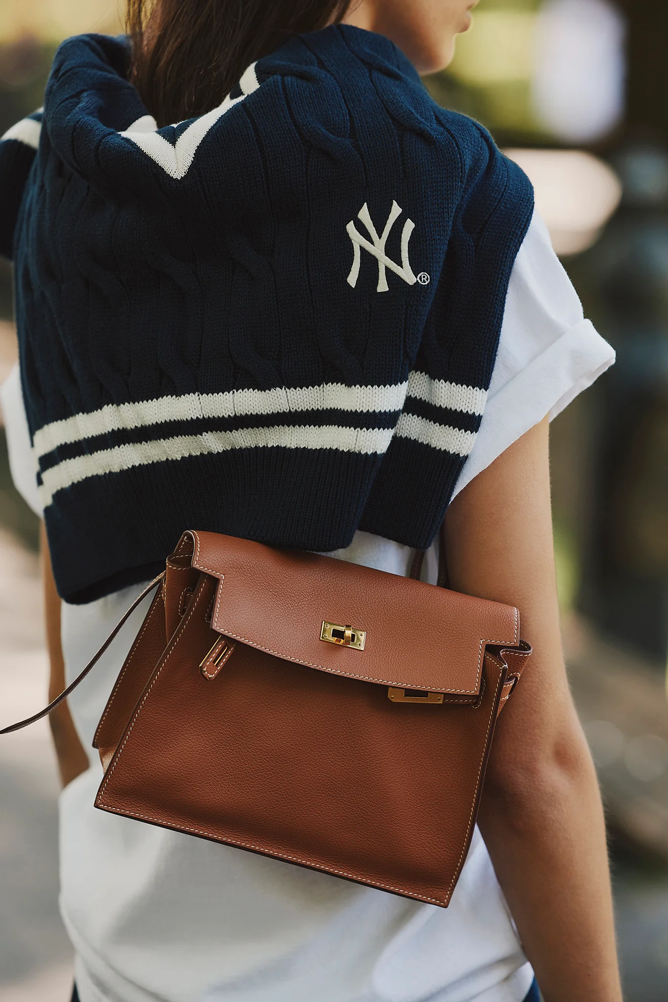 Yankees Serif Cableknit Sweater - Navy/White - Image 2