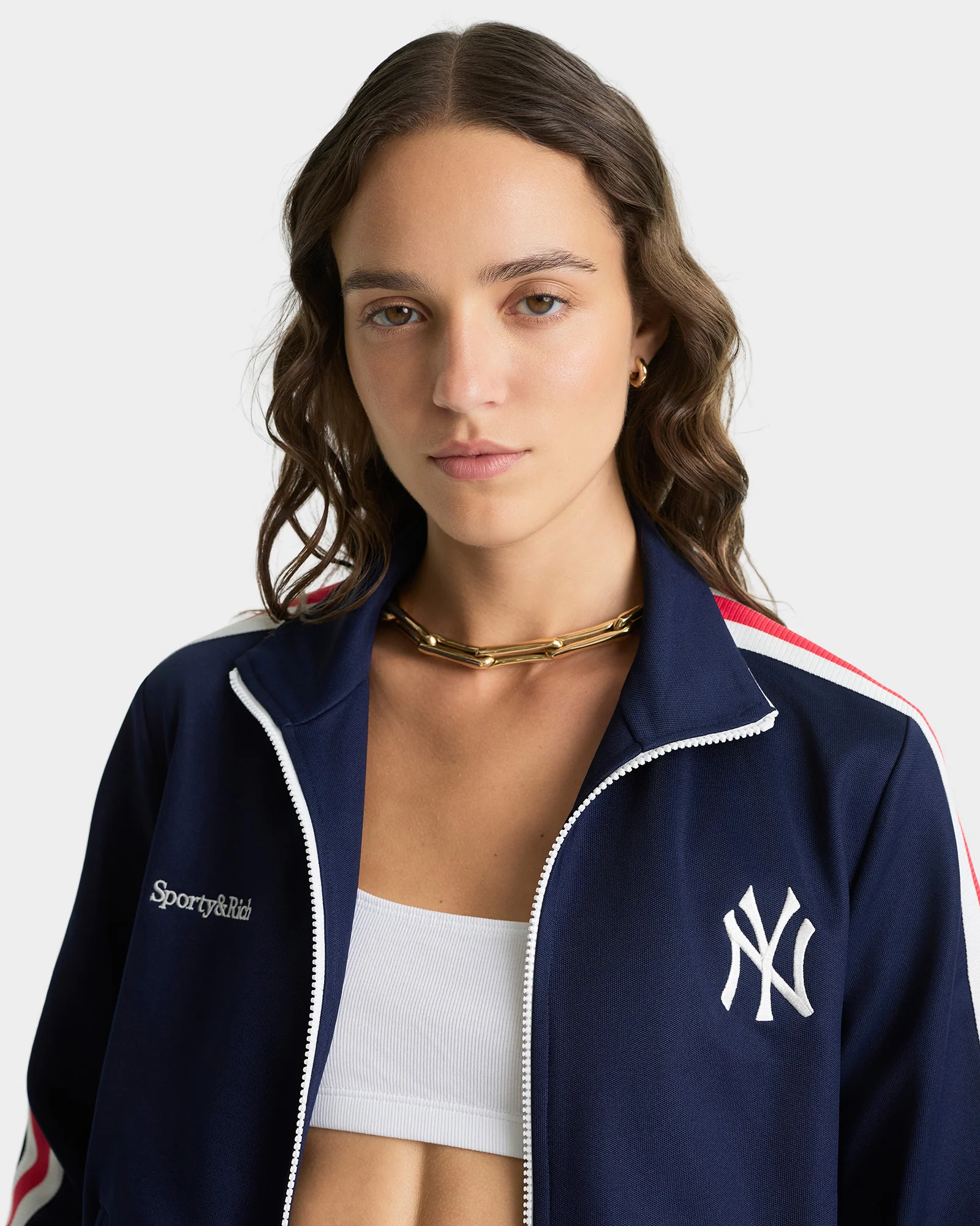 Yankees Serif Track Jacket - Navy/White/Red - Image 4