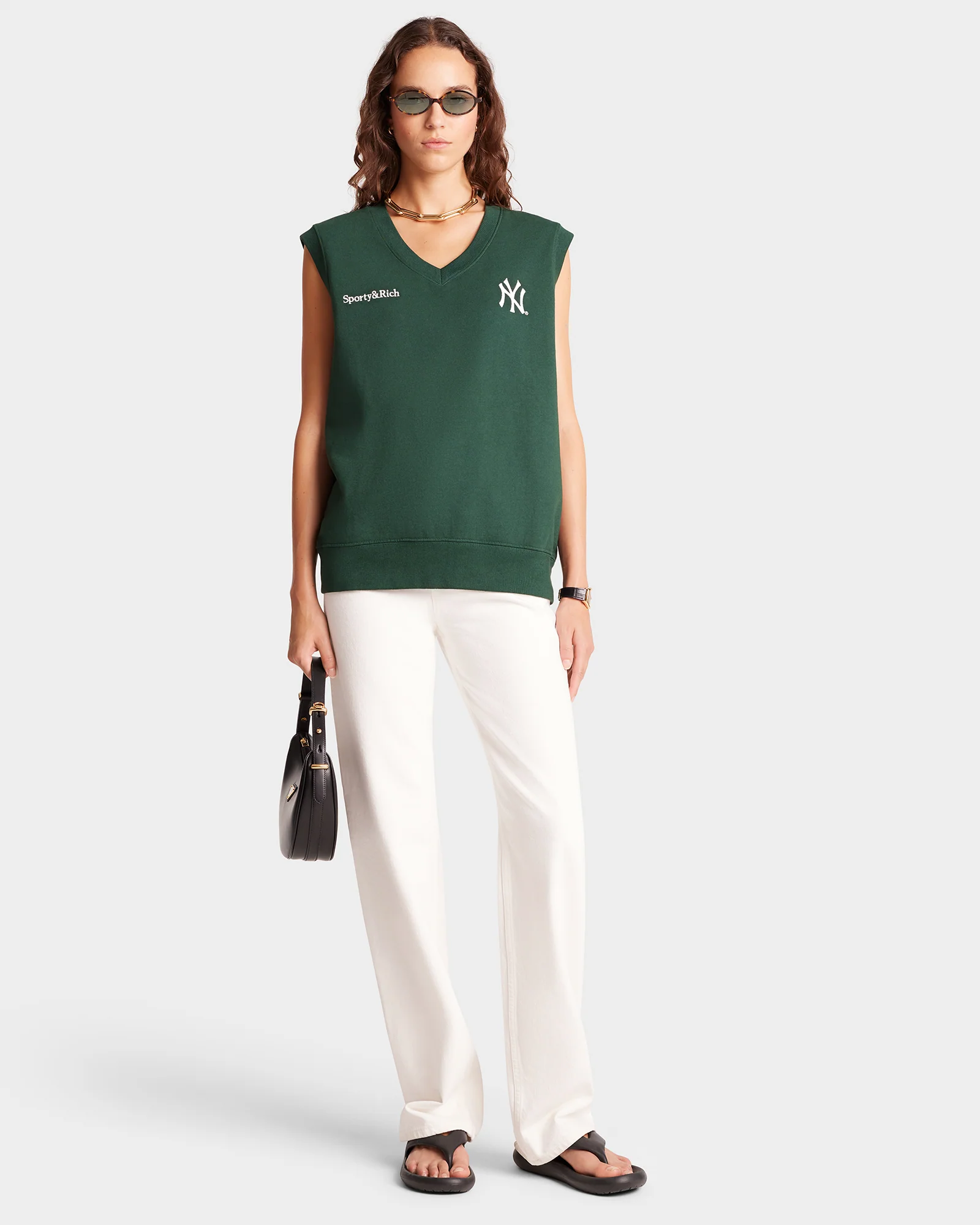 Yankees Serif V-Neck Vest - Forest/White - Image 4