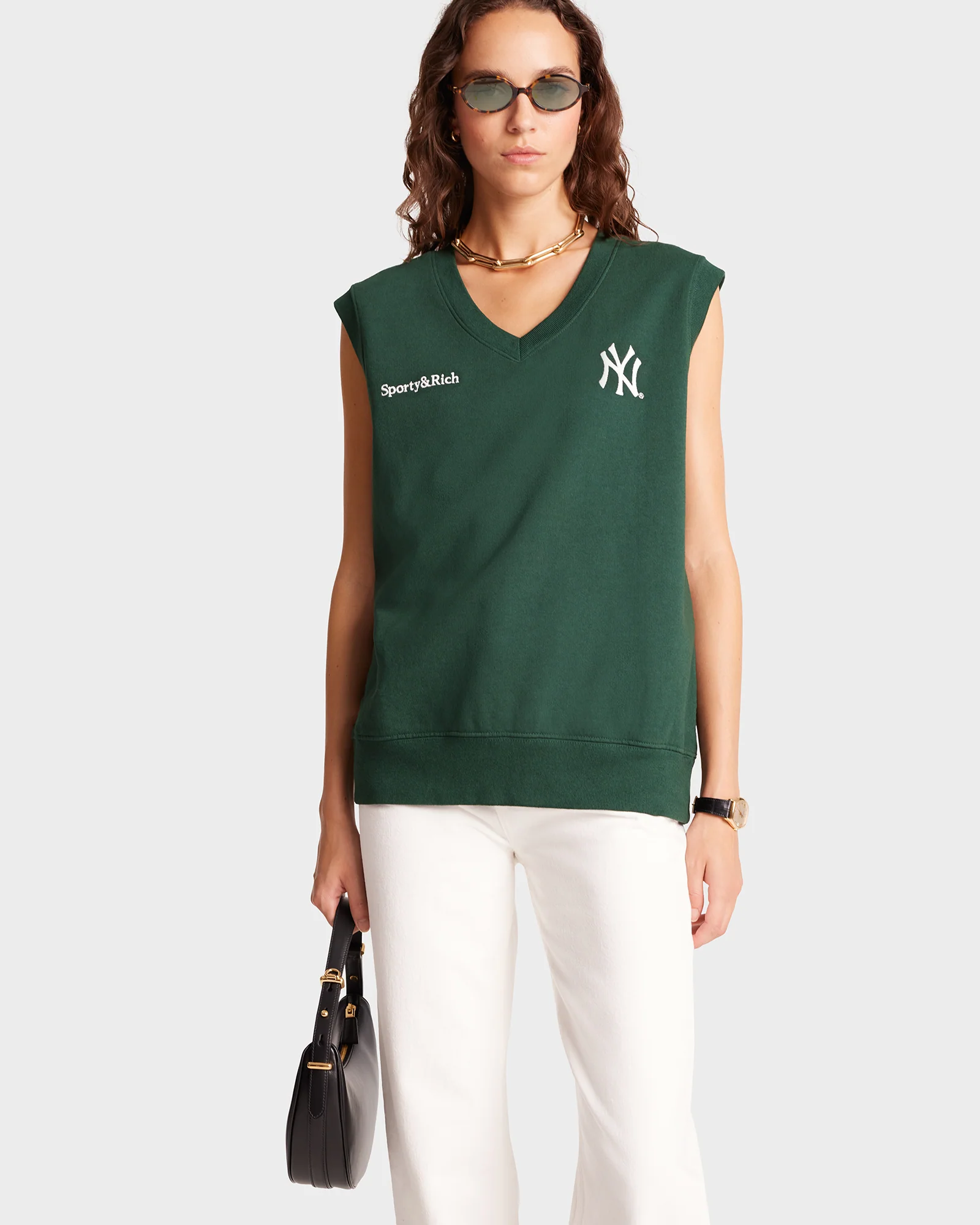 Yankees Serif V-Neck Vest - Forest/White - Image 5